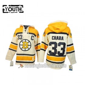 Barn Ishockey Boston Bruins Zdeno Chara 33 Cream Sawyer Hooded Sweatshirt